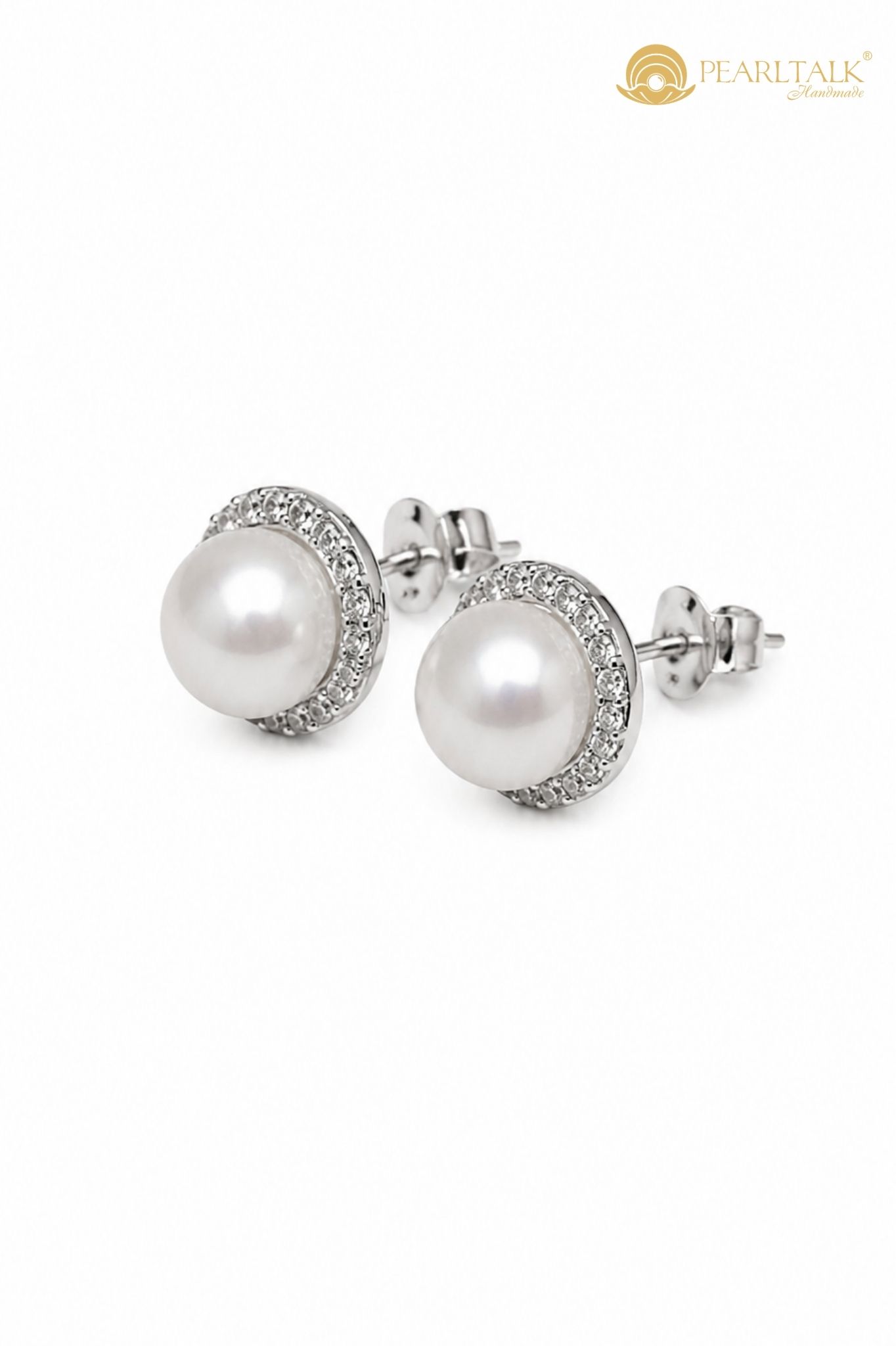 BÔNG TAI NGỌC TRAI TRẮNG BÁN NGUYỆT 8MM